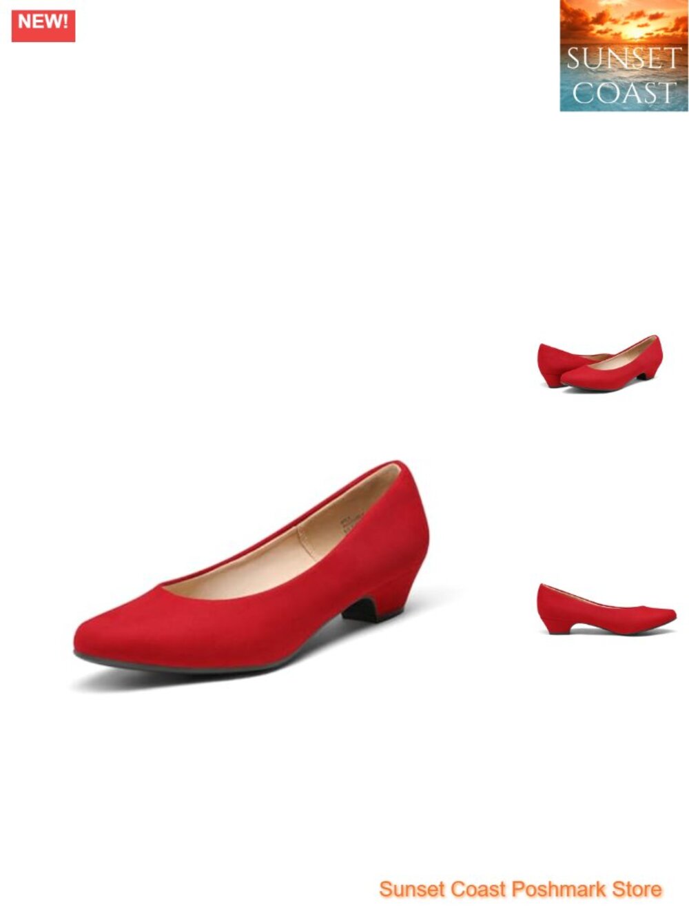 Women's Low Chunky Heel Pump Dress Shoes Round Toe Comfort
